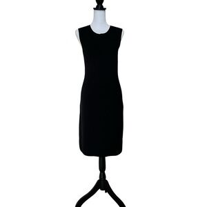 VINCE Sweater Dress Size Small Wool Blend Black Sleeveless Micro Rib Bodycon